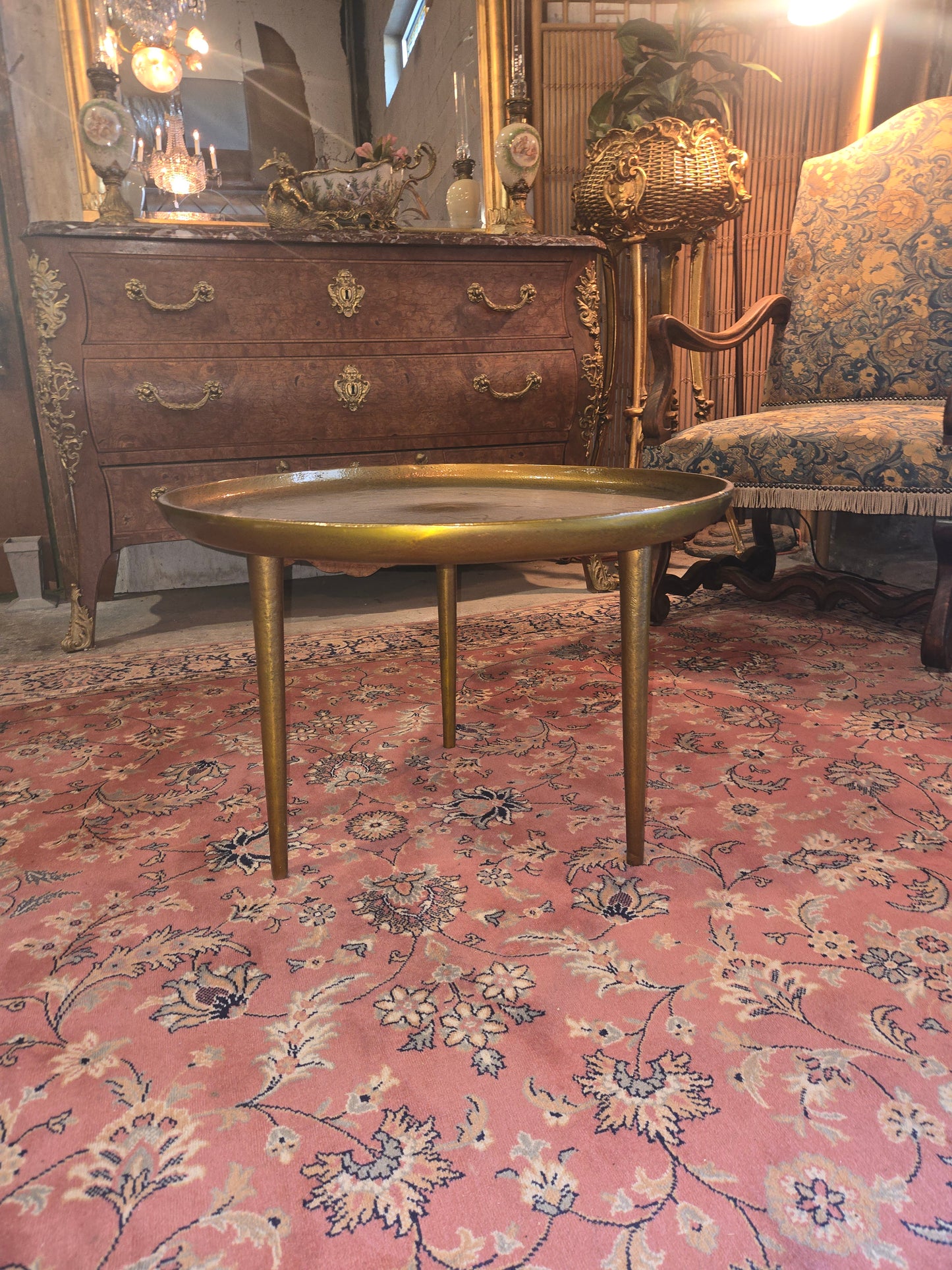 Small Round Brass Coffee Table