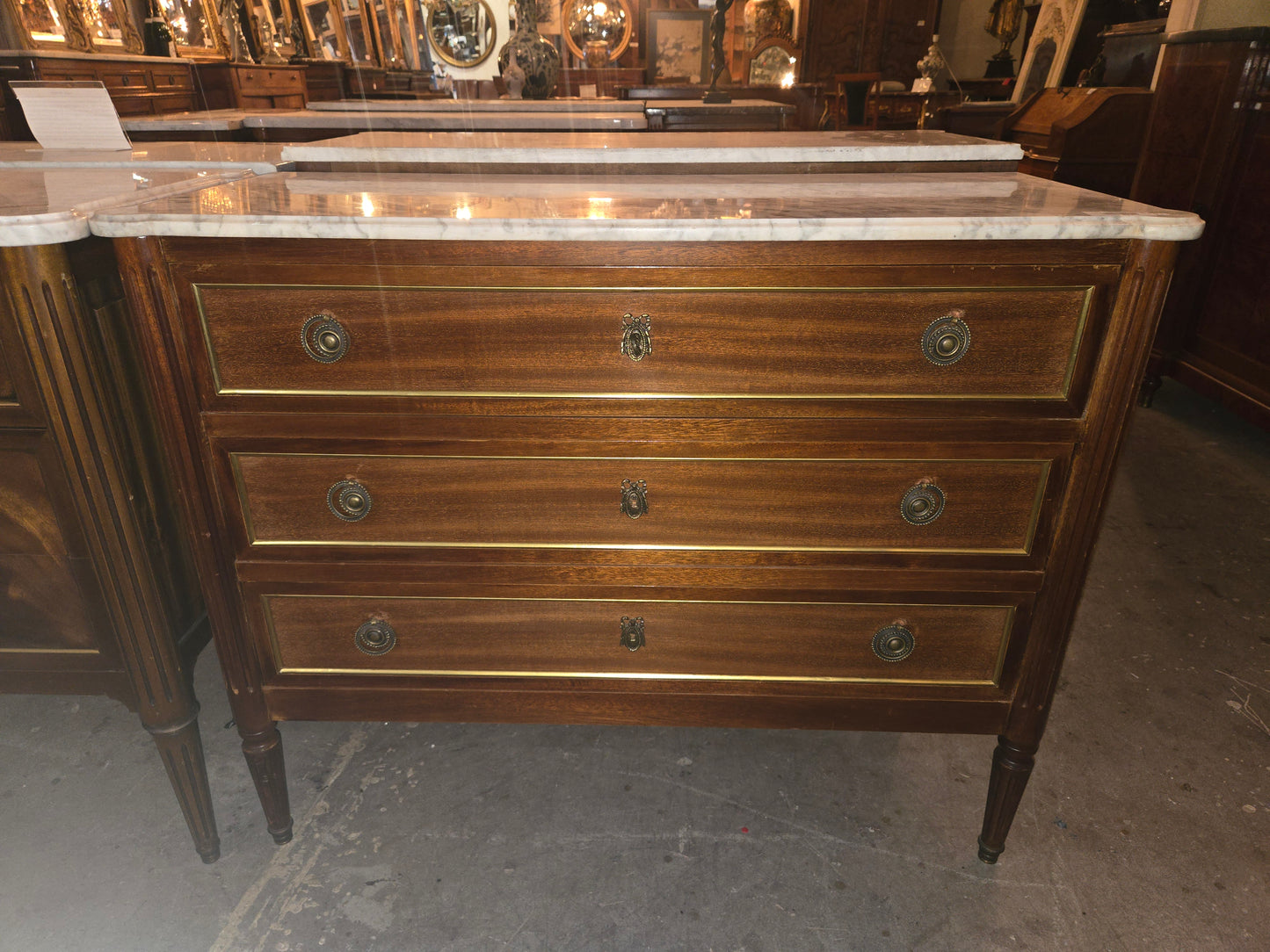 Mid Century L16th Commode with Marble