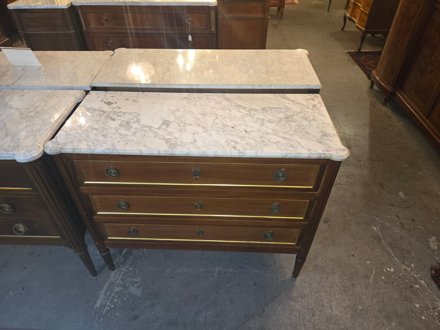 Mid Century L16th Commode with Marble