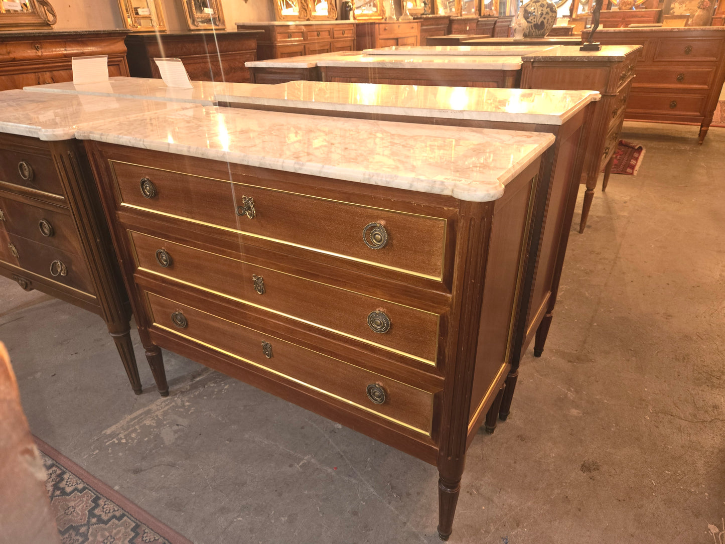 Mid Century L16th Commode with Marble