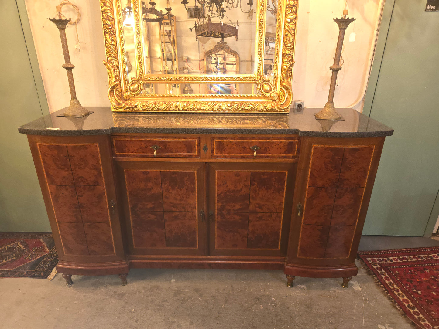 Late 1800s French Walnut Sideboard with Marble