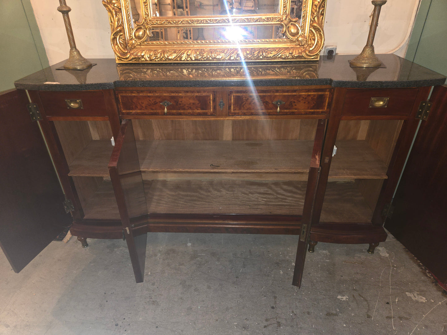 Late 1800s French Walnut Sideboard with Marble