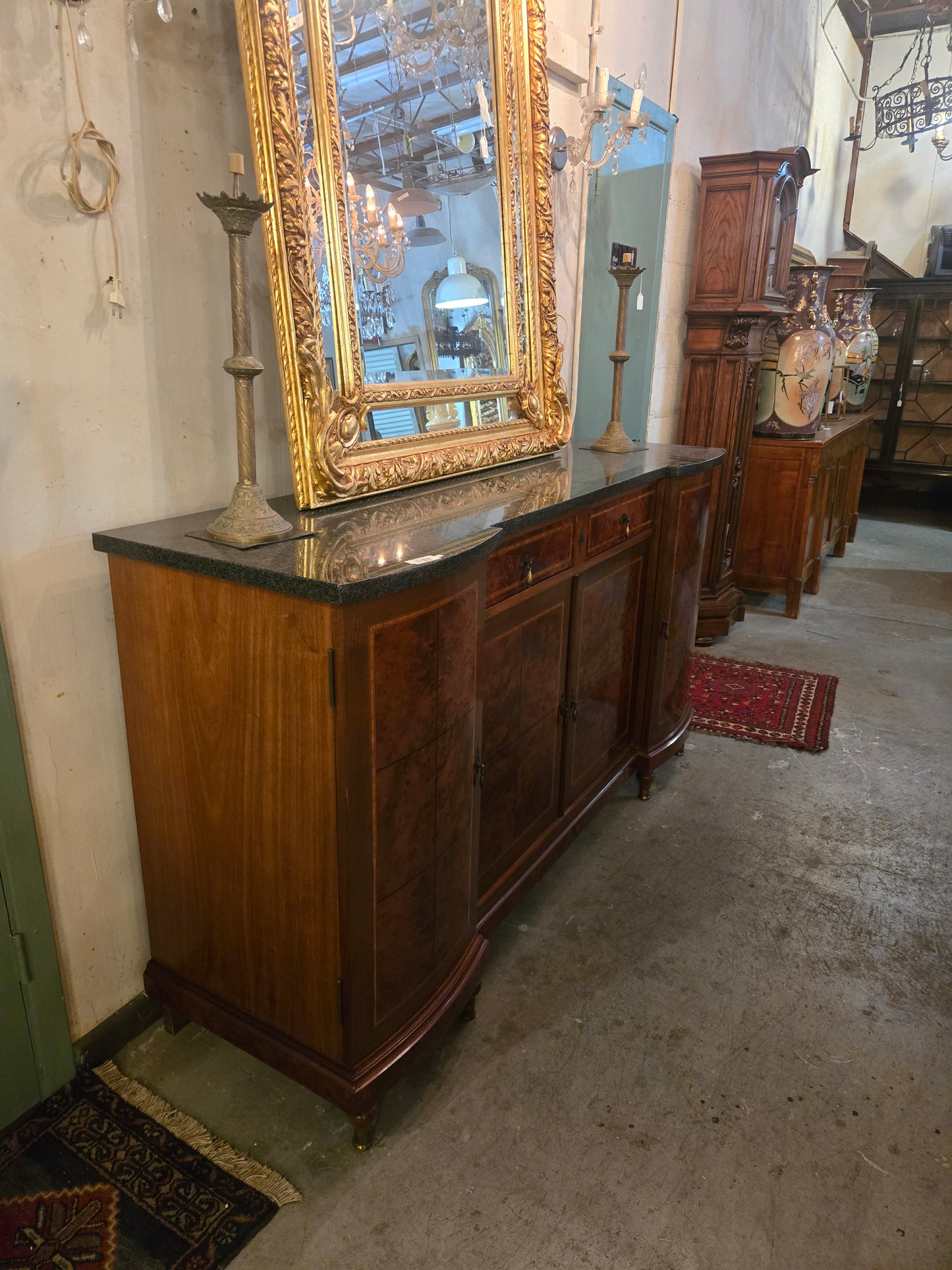 Late 1800s French Walnut Sideboard with Marble