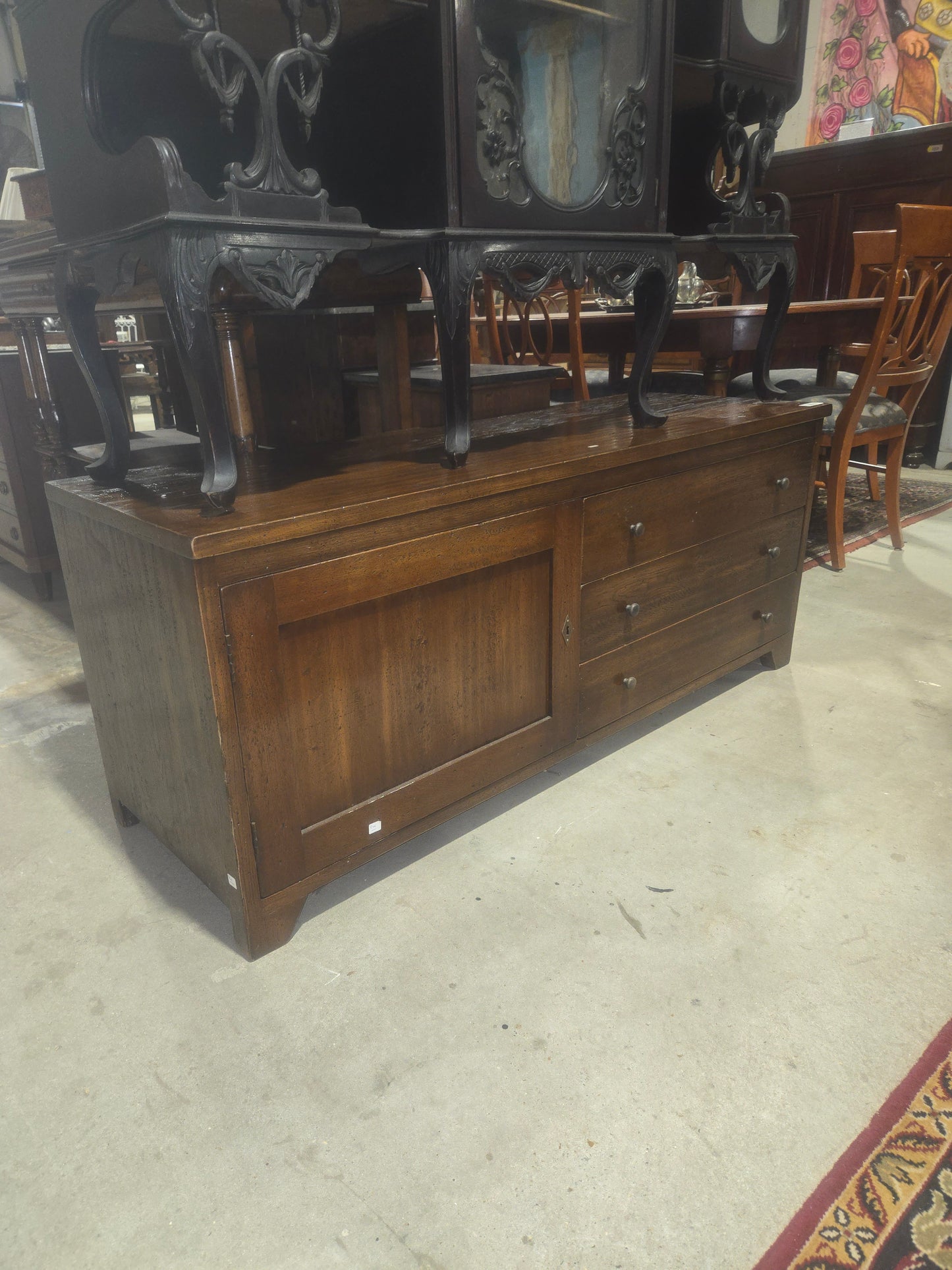 Mid Century English Oak Console Table