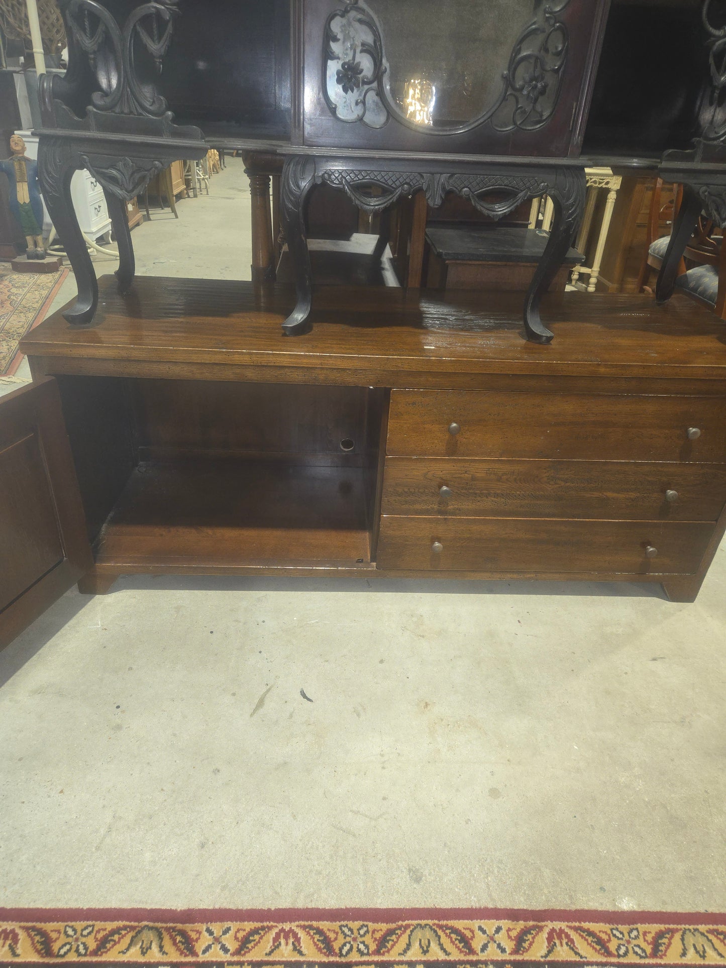 Mid Century English Oak Console Table