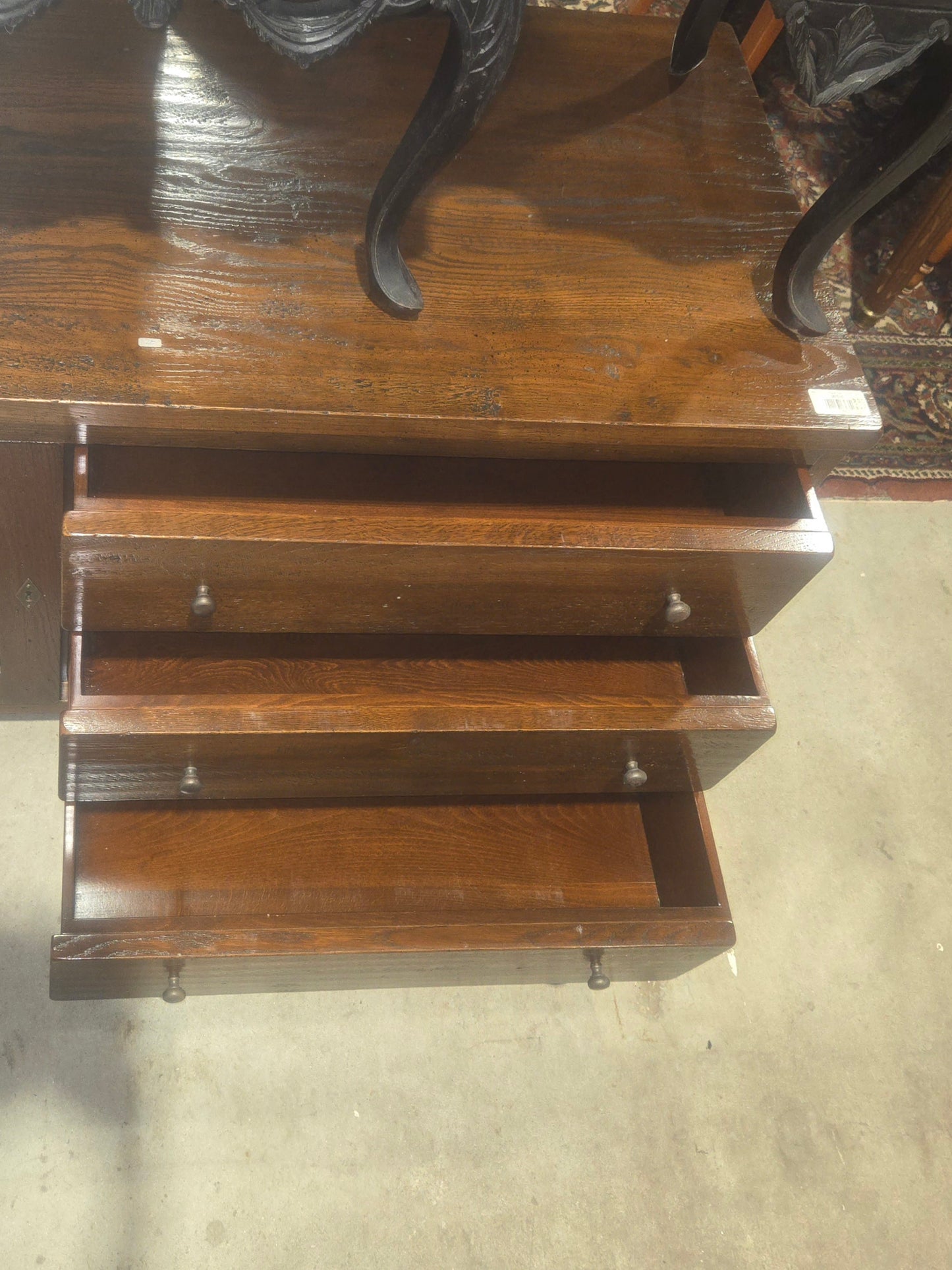 Mid Century English Oak Console Table