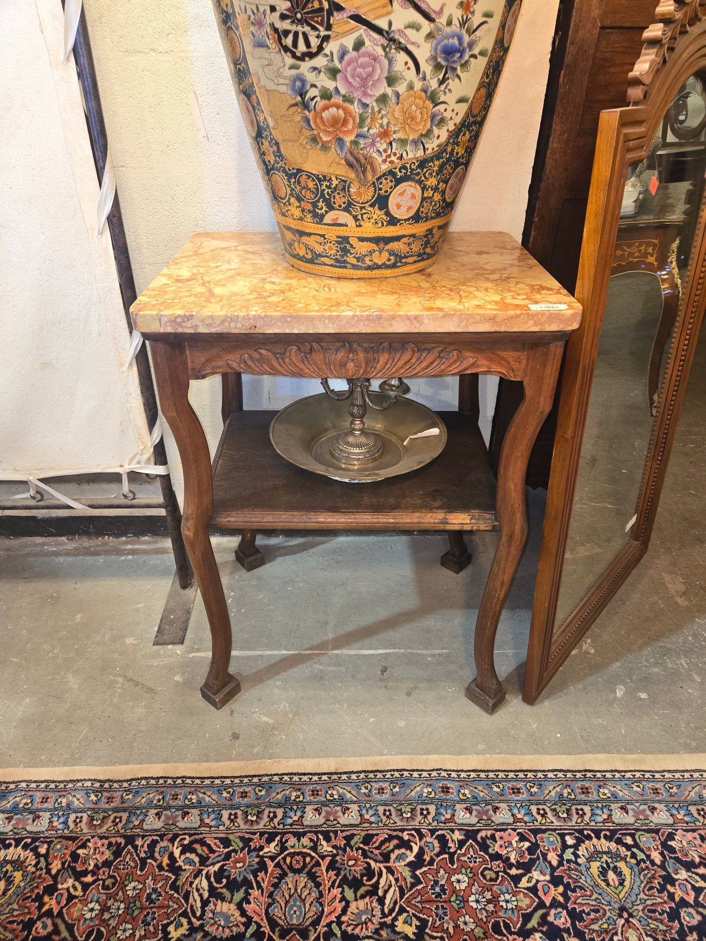 Oak Occasional Table with Marble