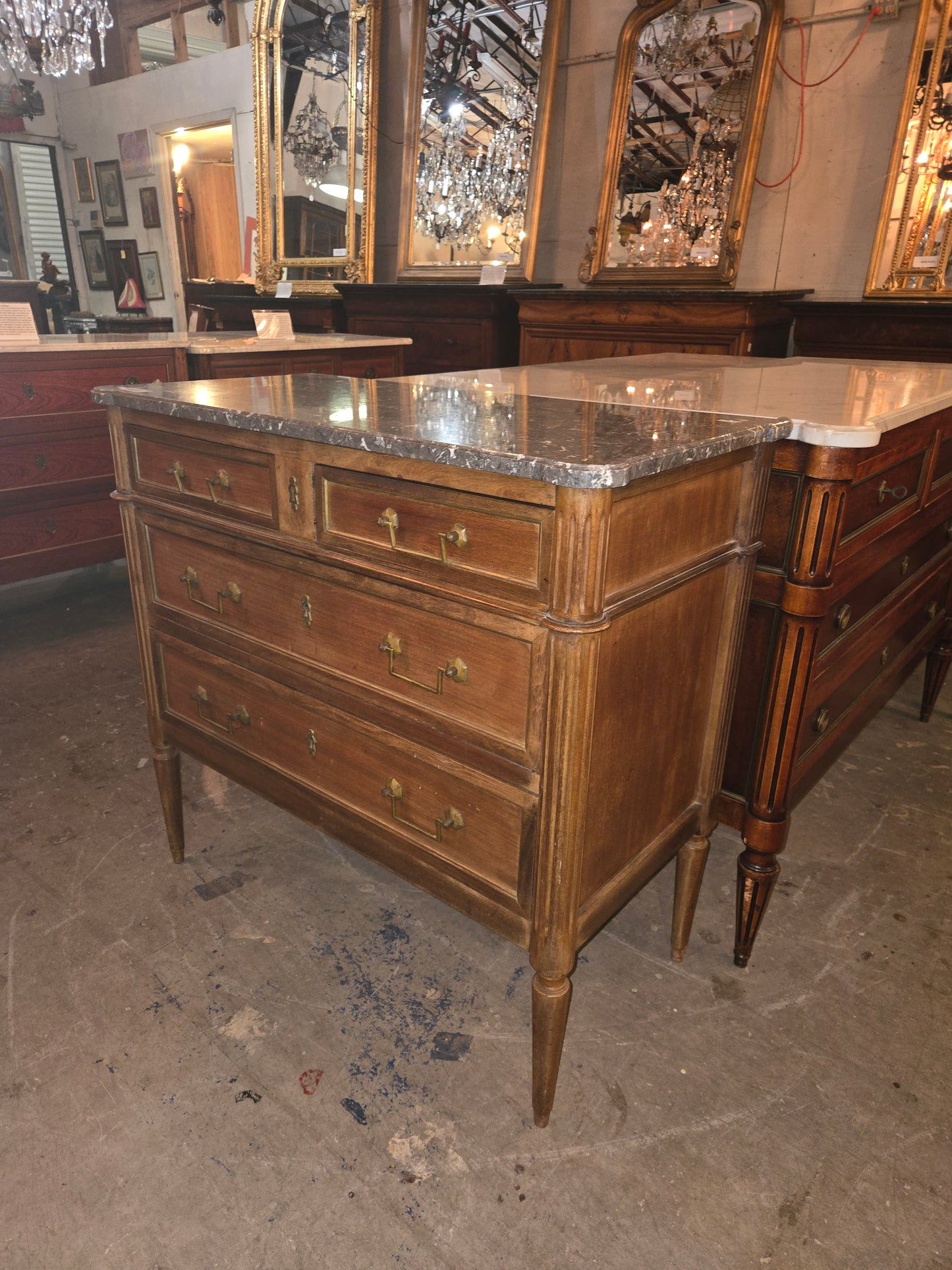 Mid Century L16th Commode with Marble