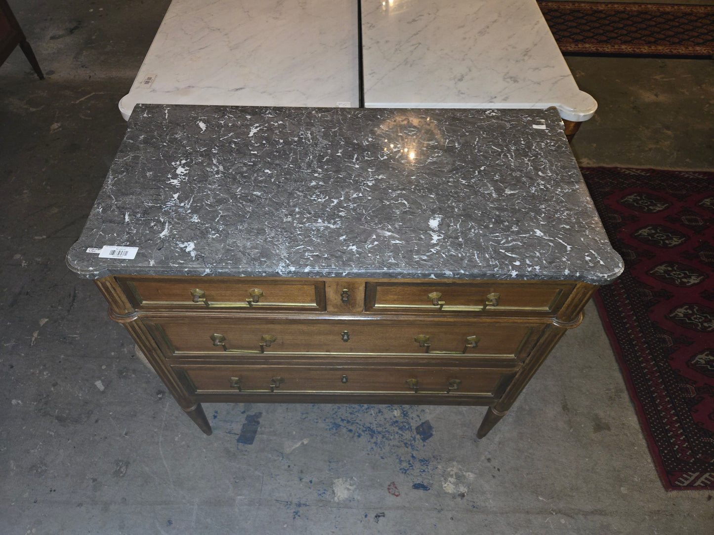 Mid Century L16th Commode with Marble