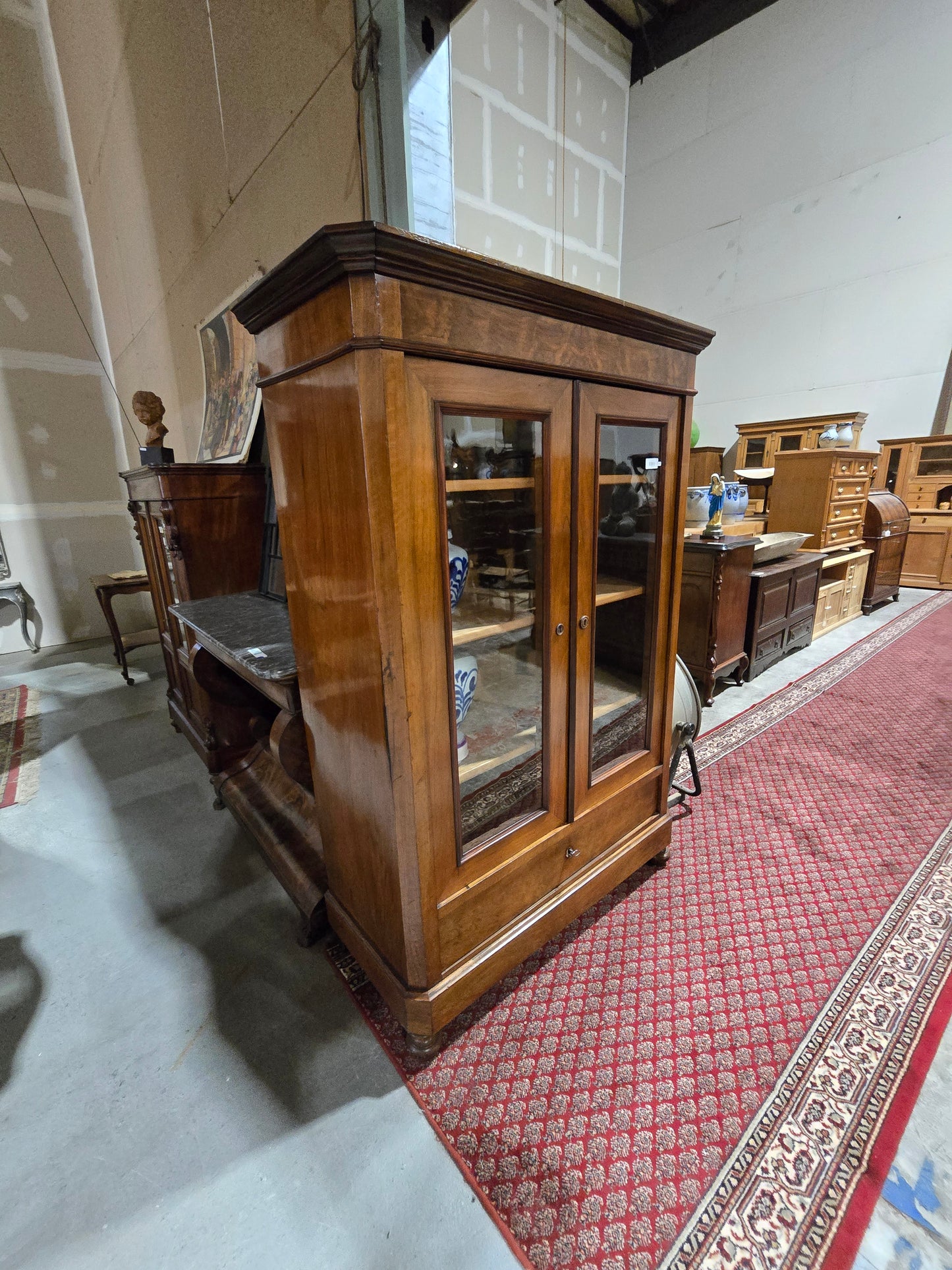 Late 1800s French Armoire with Glass Doors