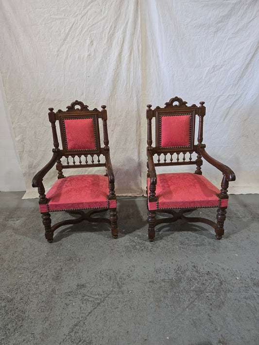 Pair of Late 1800s Baronial armchairs