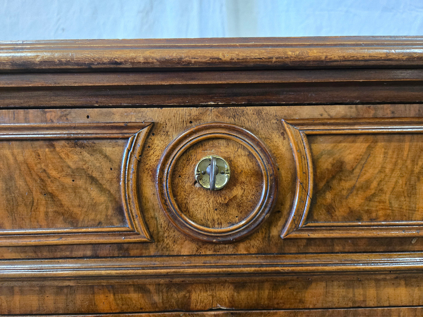 Mid 1800s Louis Phillippe burled walnut commode