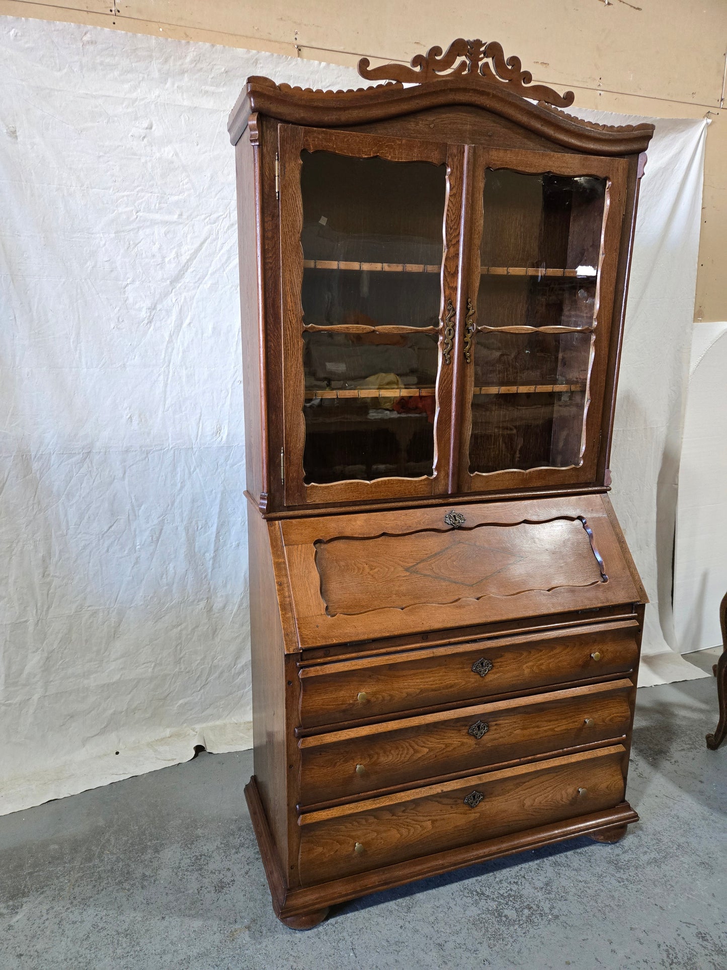 Late 1800s Oak Bureau Bookcase