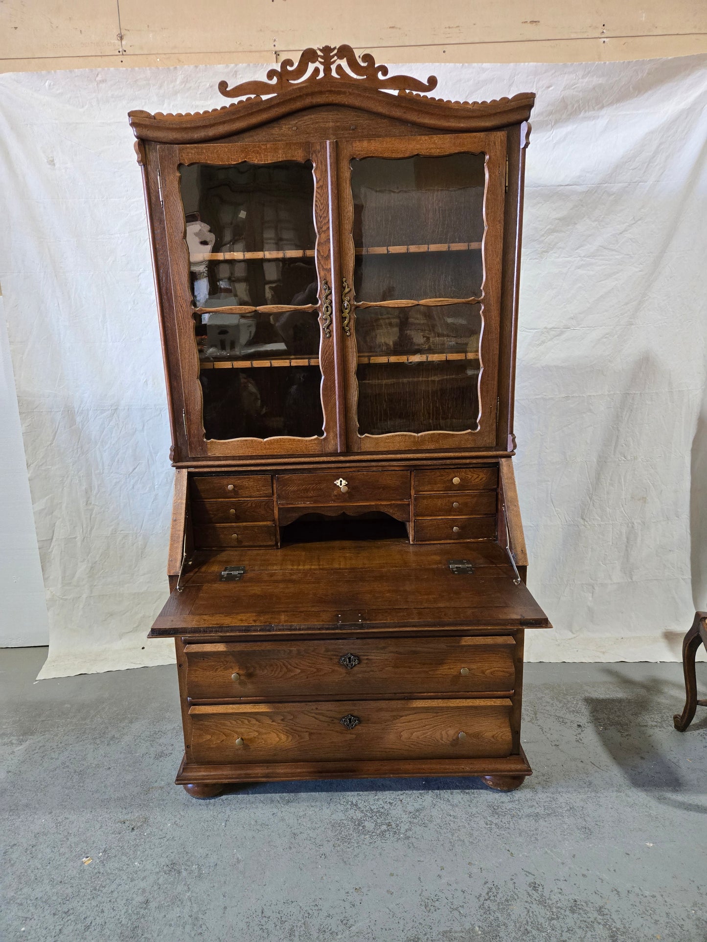 Late 1800s Oak Bureau Bookcase