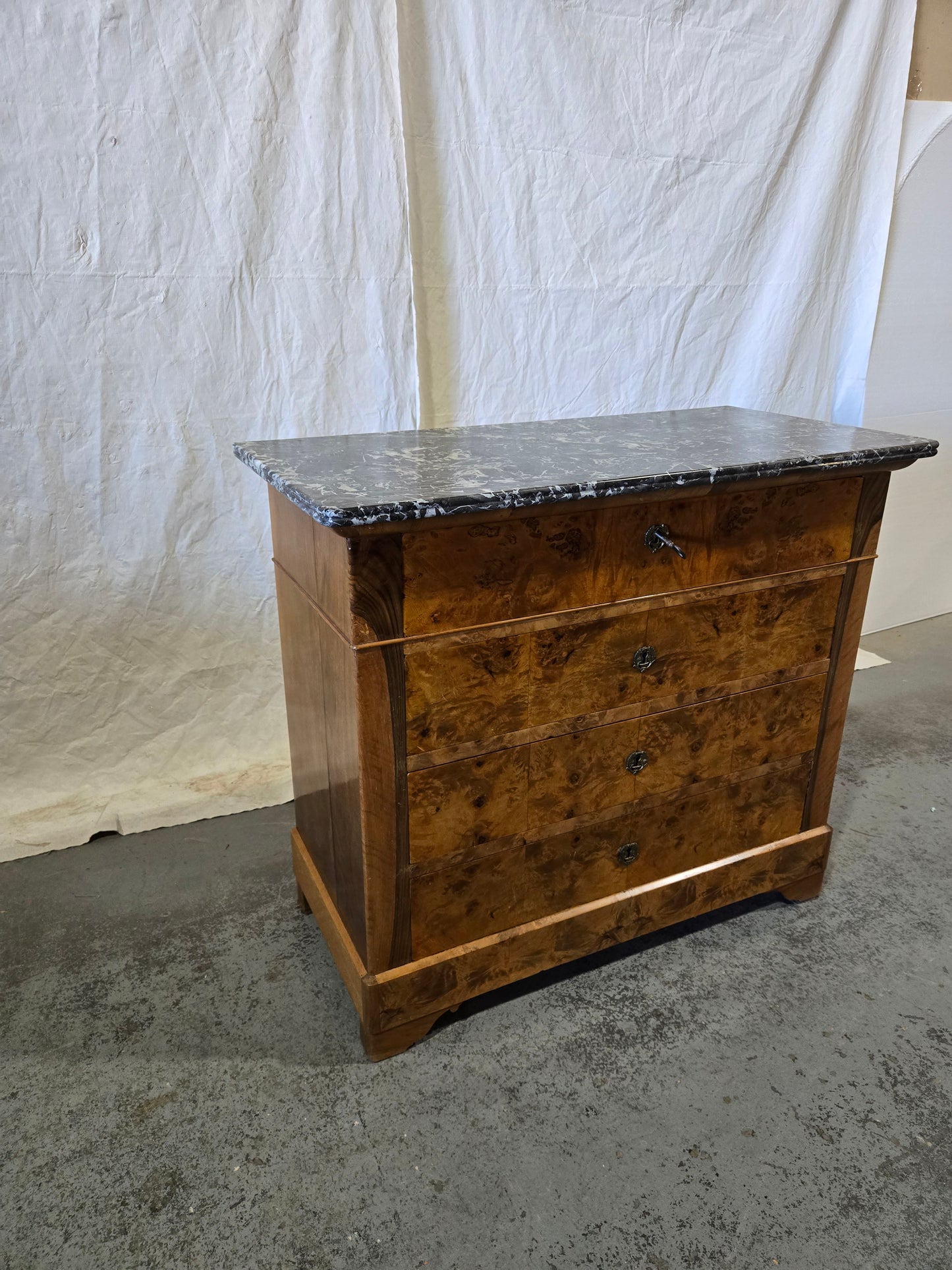 Late century LPH walnut commode W/M