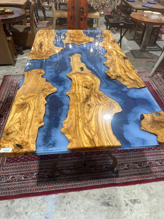 Blue river olive tree resin table top