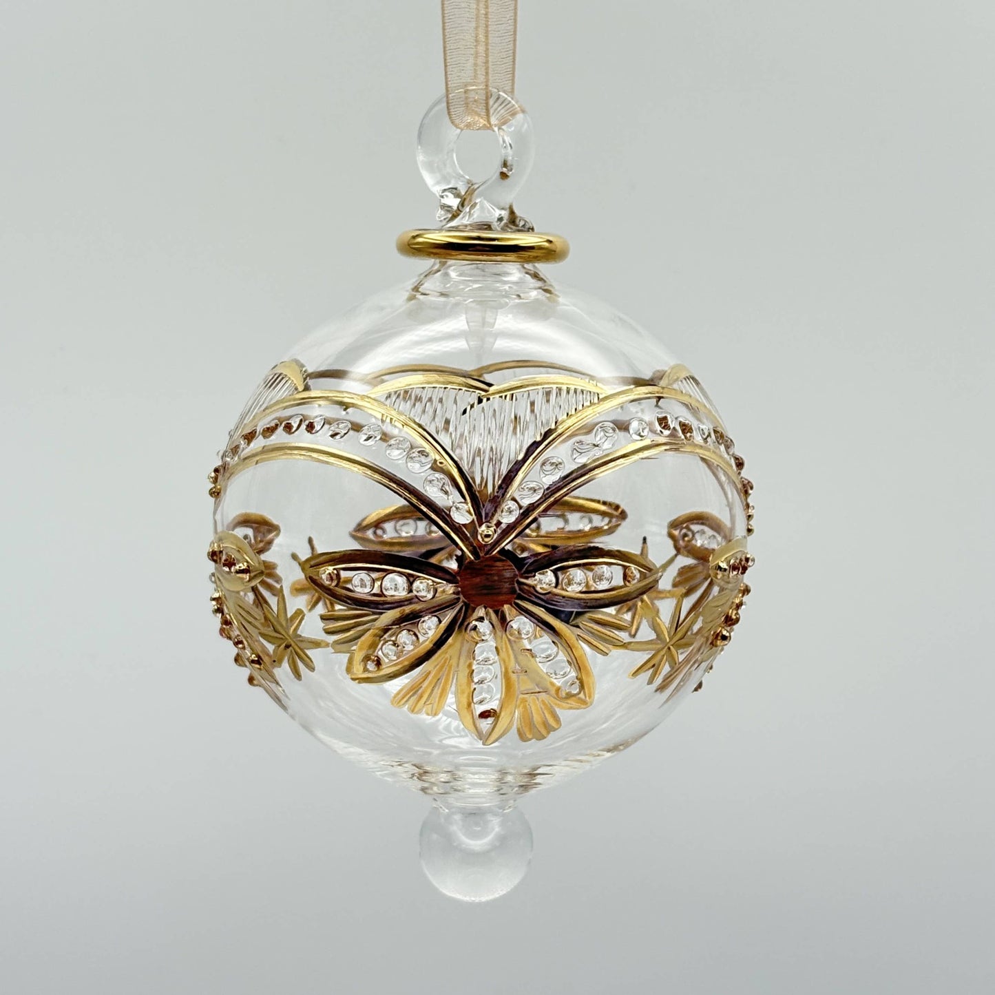 Blown Glass Ornament - Lotus Garland Gold