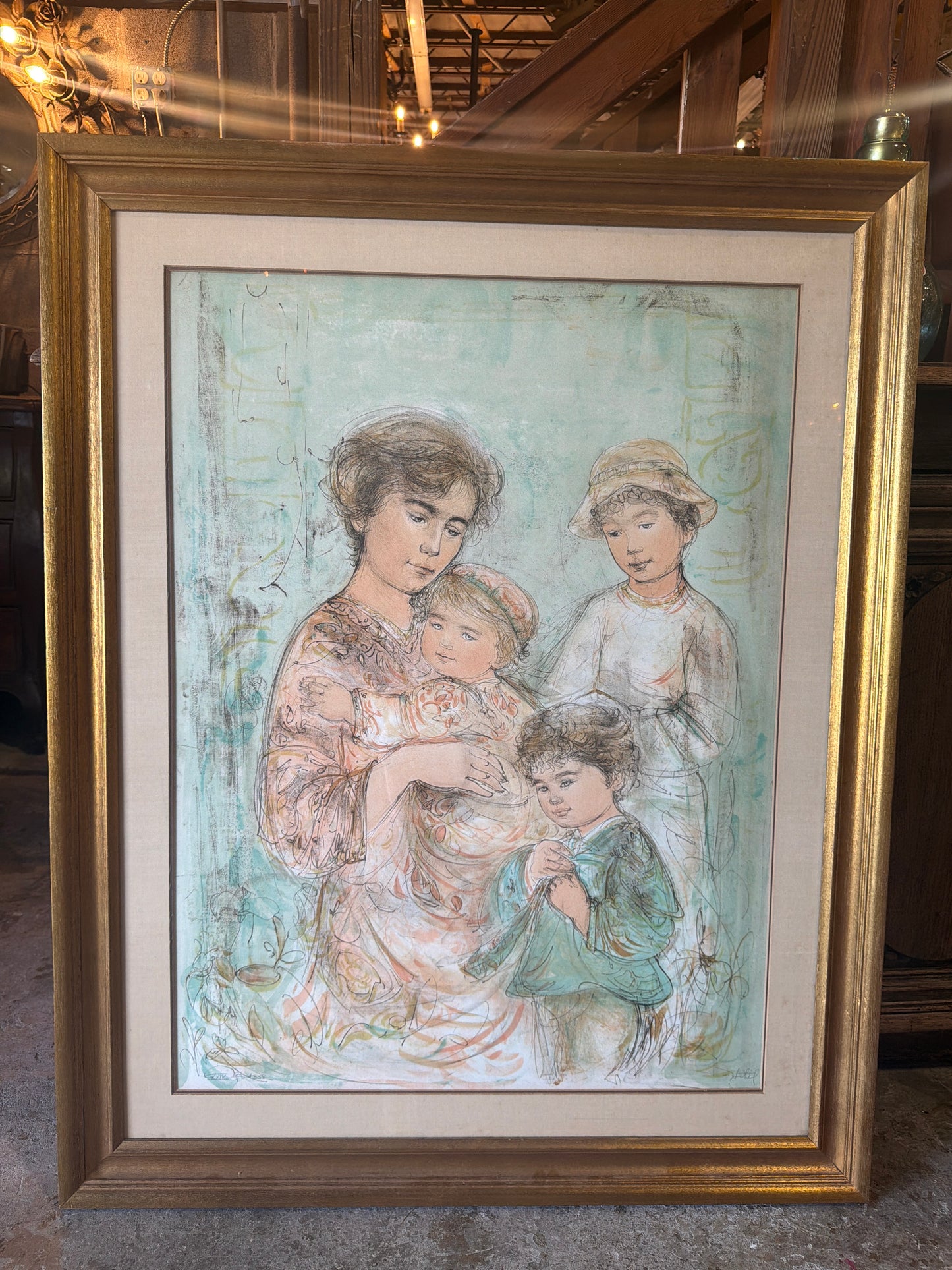 Lott and her children print by Edna hibel (framed)