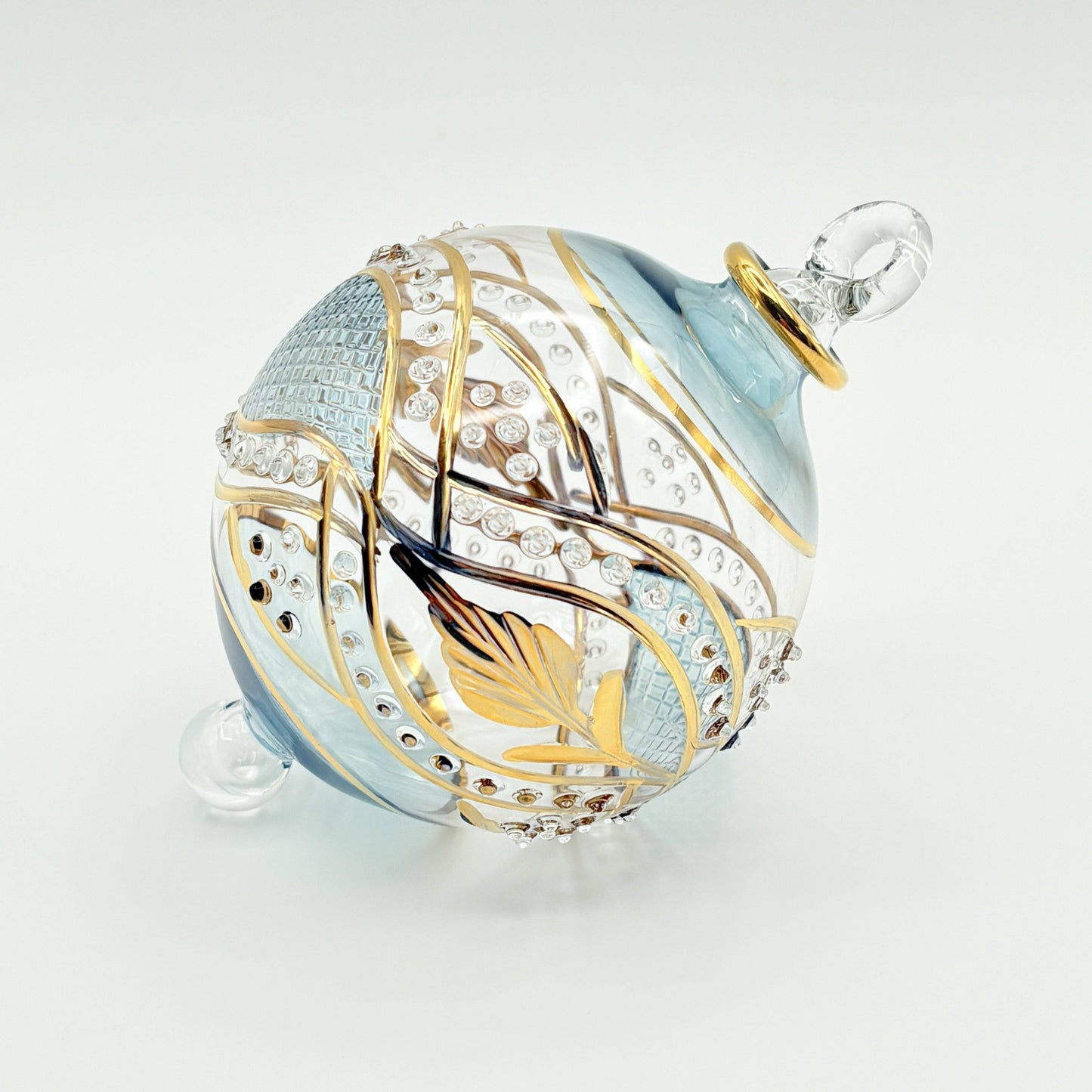 Blown Glass Ornament - Garland Teal