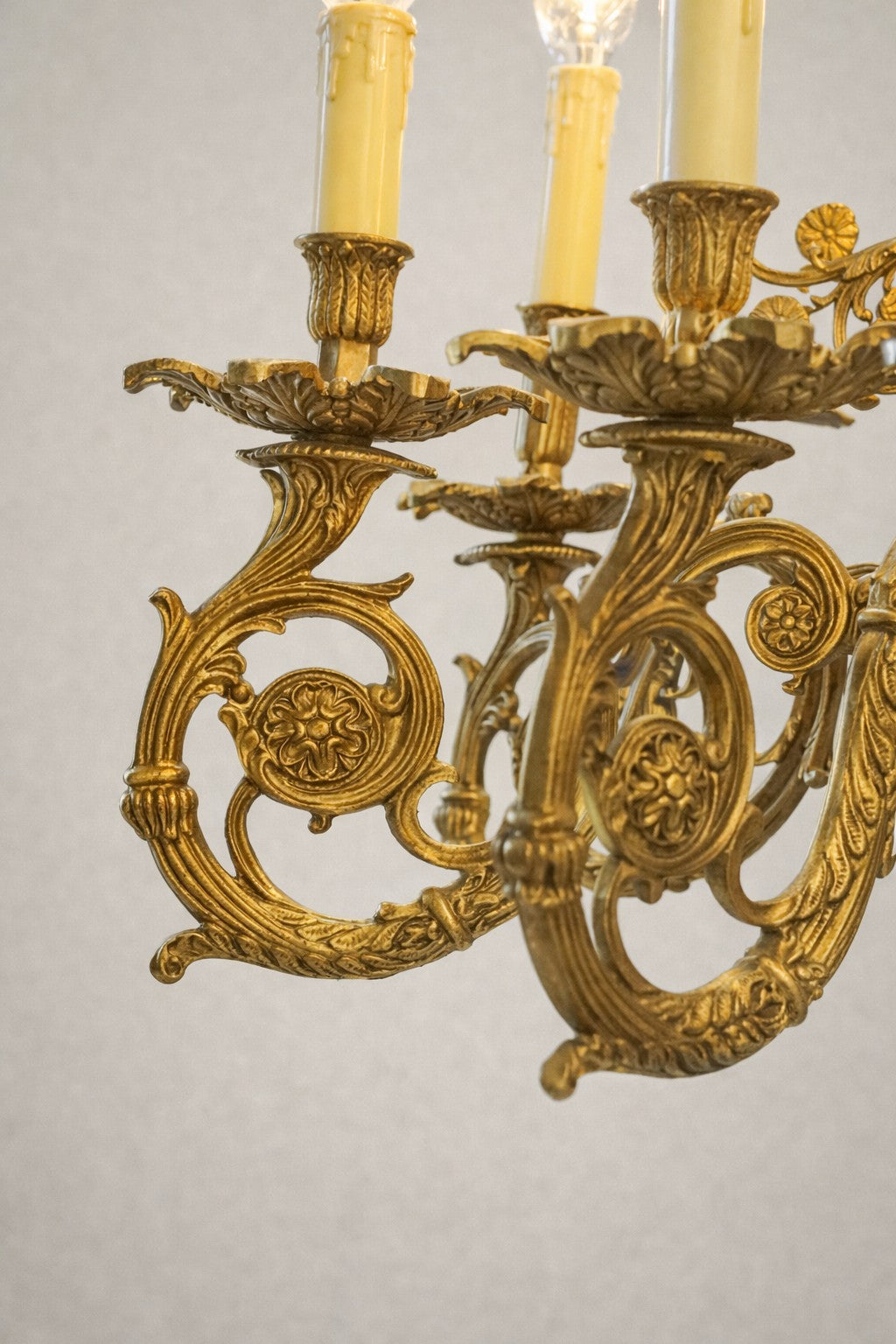 French Empire Revival Figural Gilt Bronze Chandelier with Sirens, c. 1880