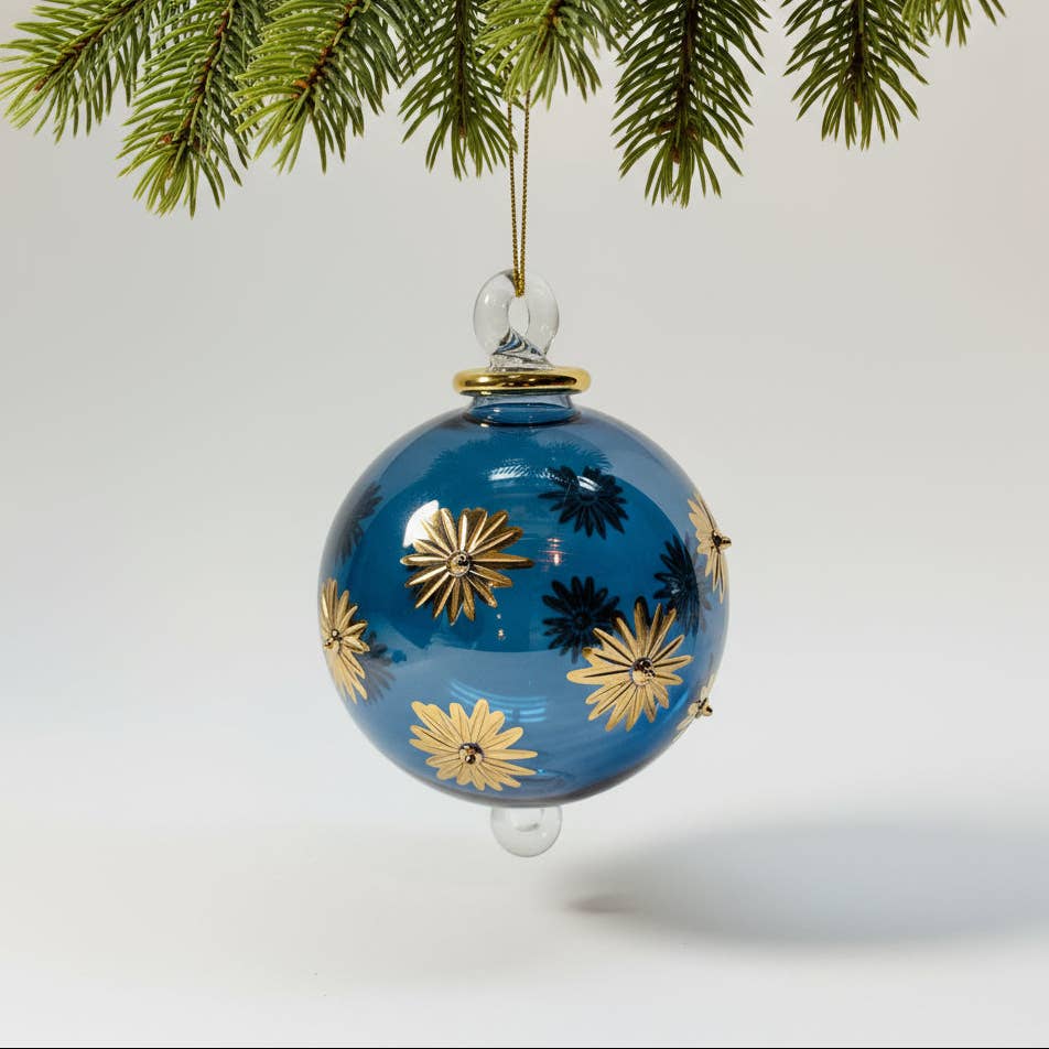Blown Glass Ornament - Starry Blue Sky