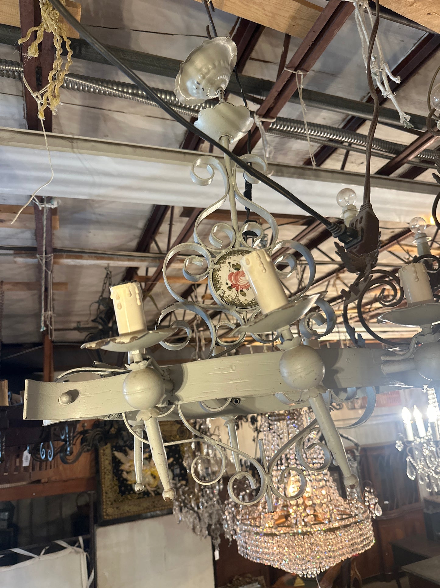 French Painted chandelier