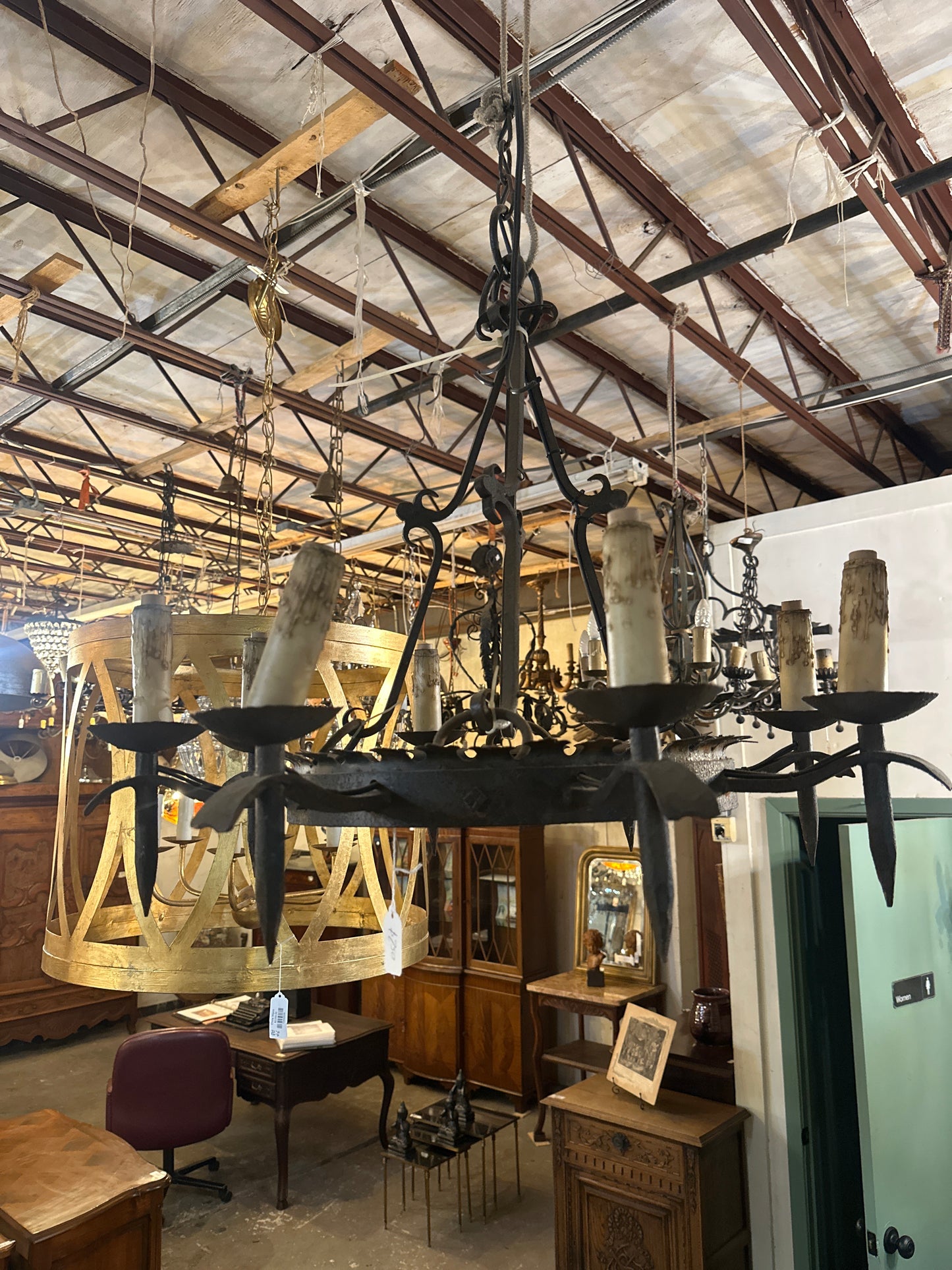 Antique Wrought Iron Chandelier 8 light