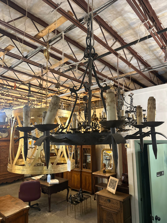 Antique Wrought Iron Chandelier 8 light