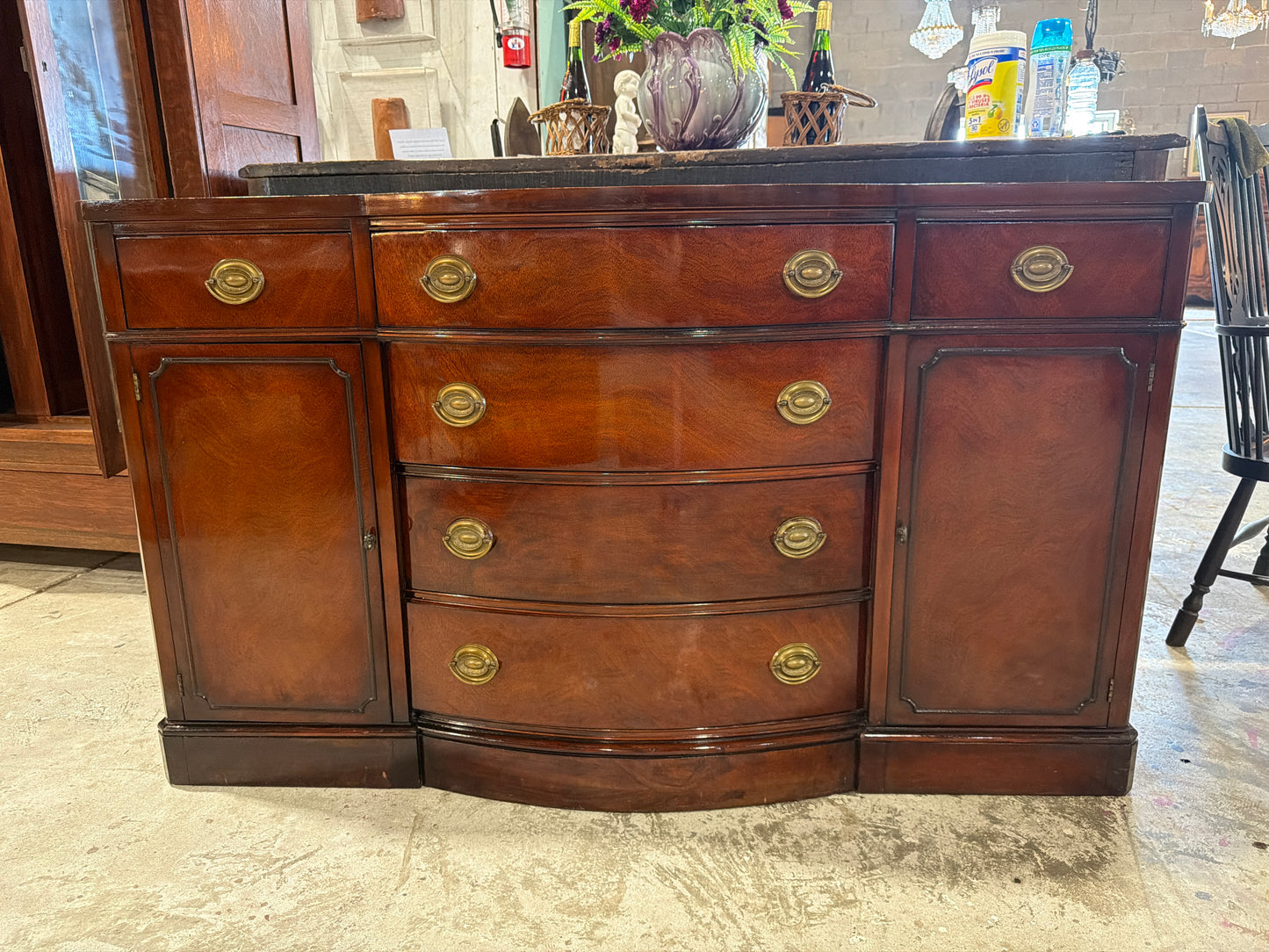 Drexel “Court Collection” Mahogany Regency Revival Buffet with Bowfront Circa 1940