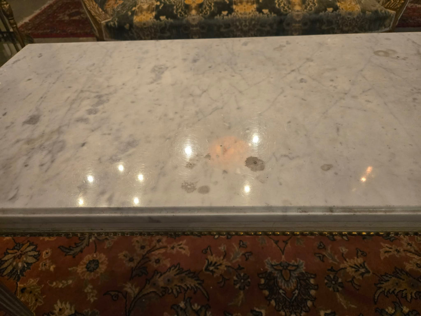 Early 1900s European Marble Top Coffee Table with Giltwood Base