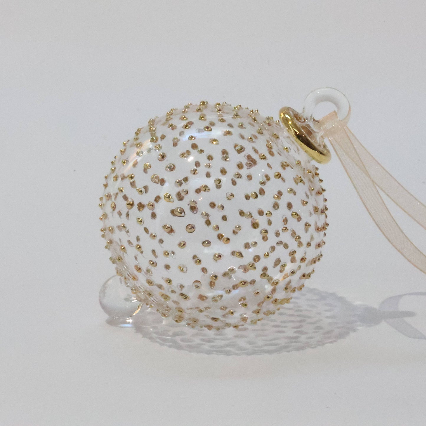 Blown Glass Ornament - Gold Dots