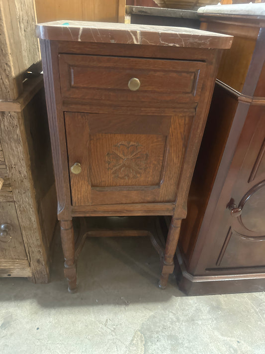 Walnut side table with marble top