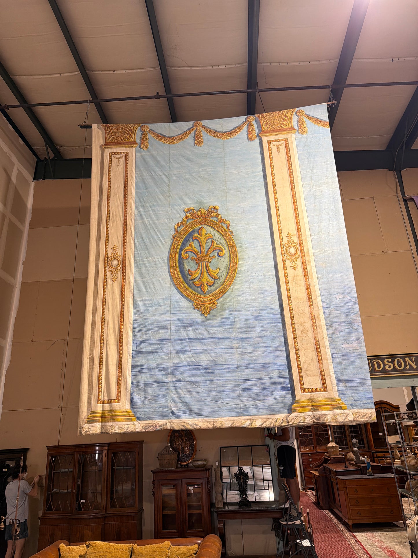 Monumental Krewe of Mystic Hand-Painted Mardi Gras Backdrop c. 1948–1960, 20' Scenic Theater Drop
