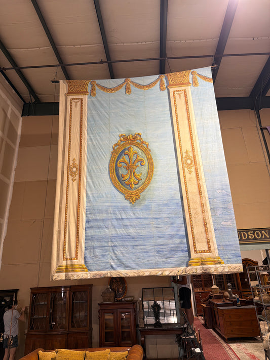 Monumental Krewe of Mystic Hand-Painted Mardi Gras Backdrop c. 1948–1960, 20' Scenic Theater Drop