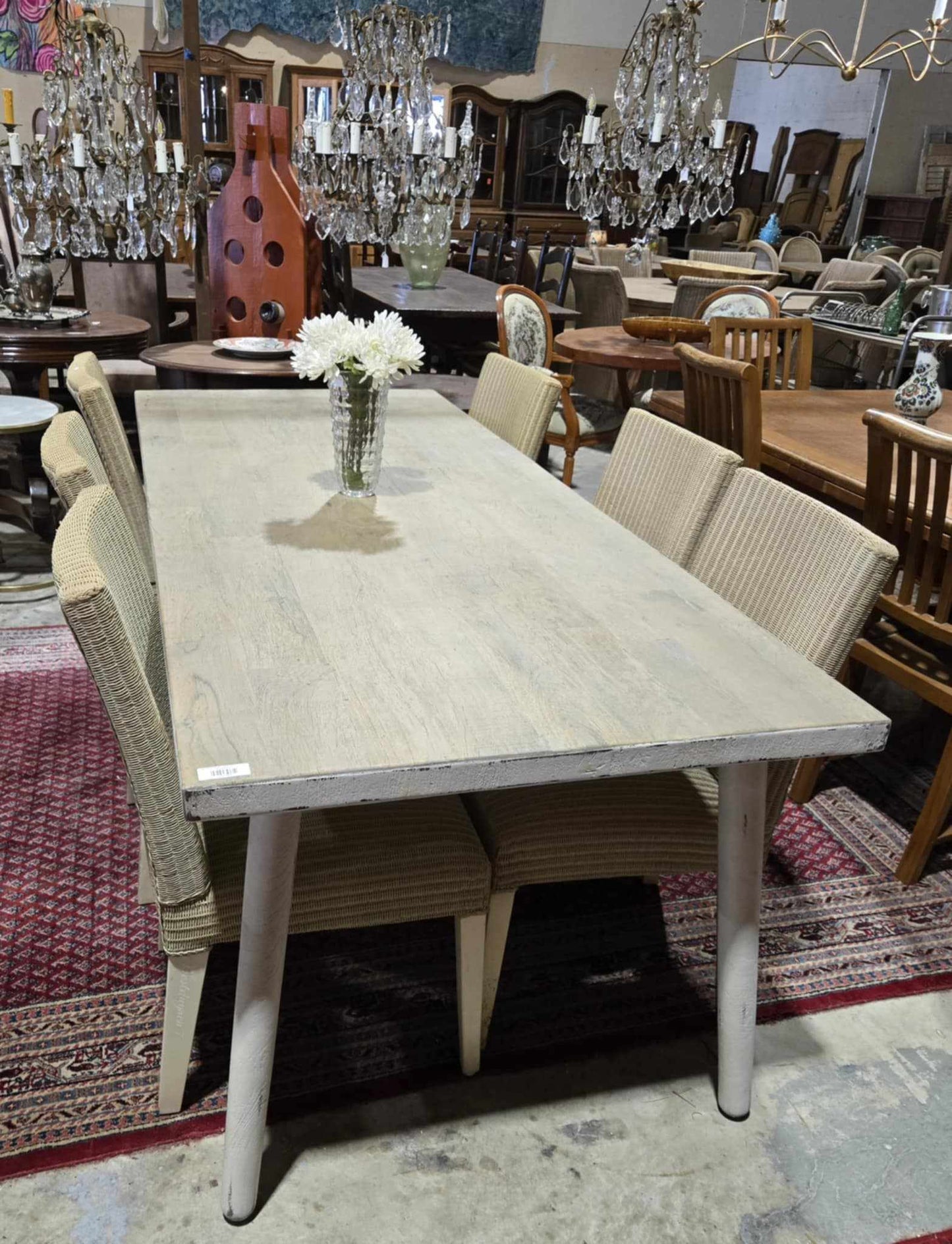 Danish Whitewash Table with Iron Frame