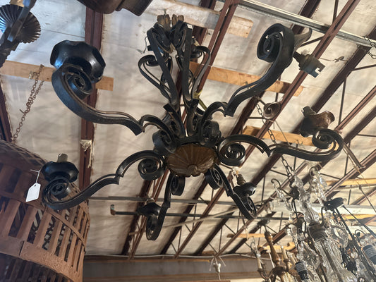 Antique French  revival 6 light iron chandelier