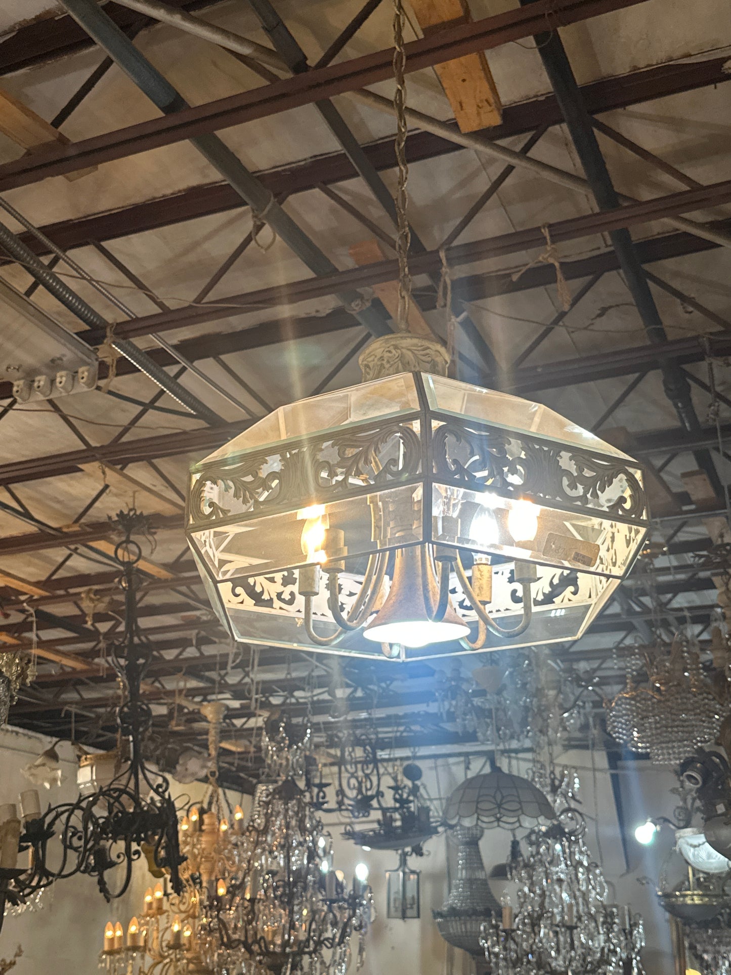 Vintage Hexagonal Style Chandelier