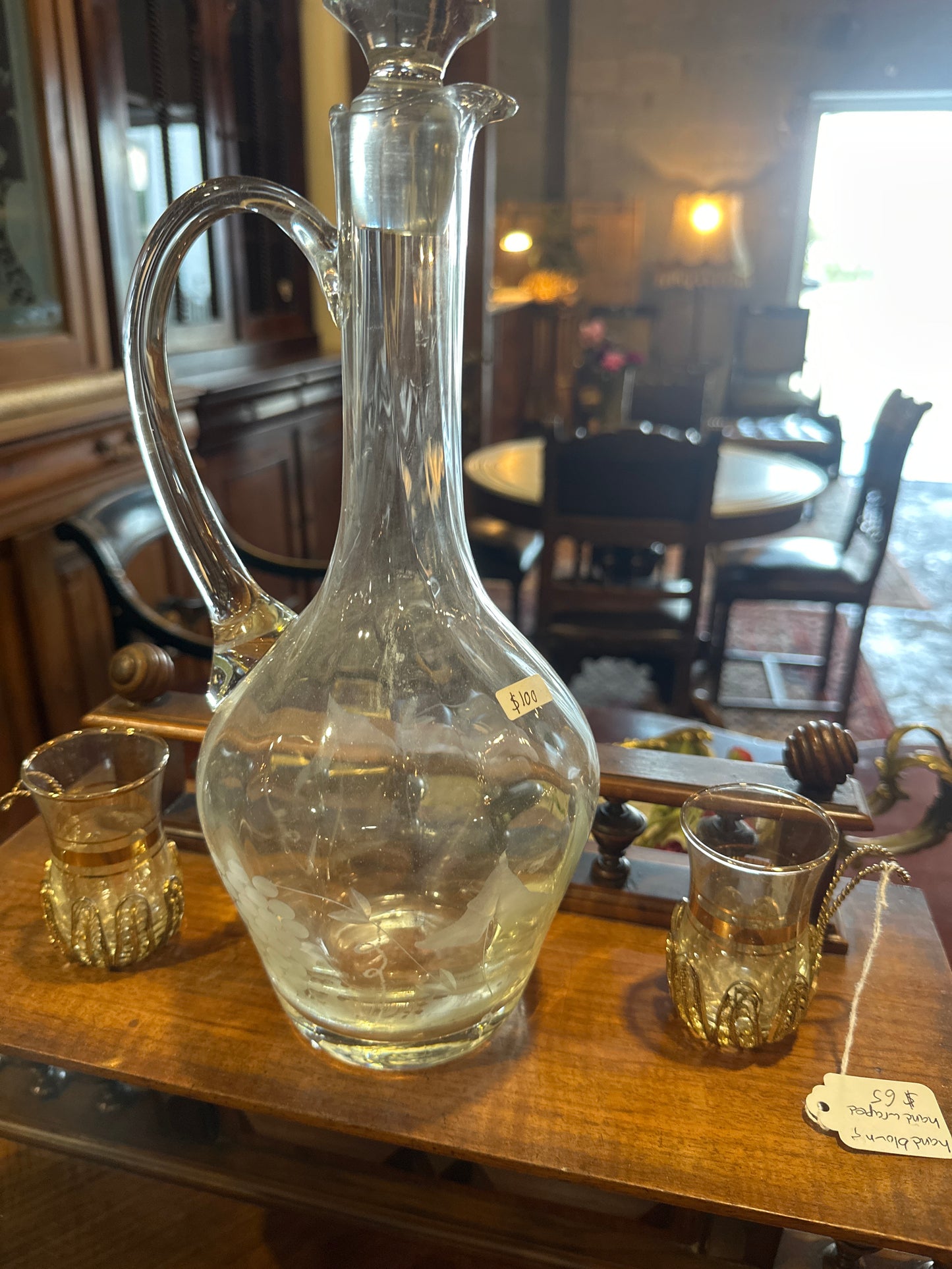 English ivy etched decanter