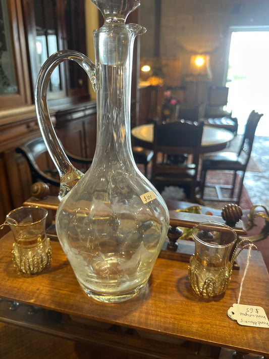 English ivy etched decanter