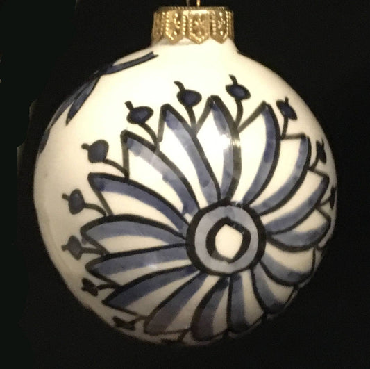 Shems Blue and White Hand painted Ceramic Christmas Ornament