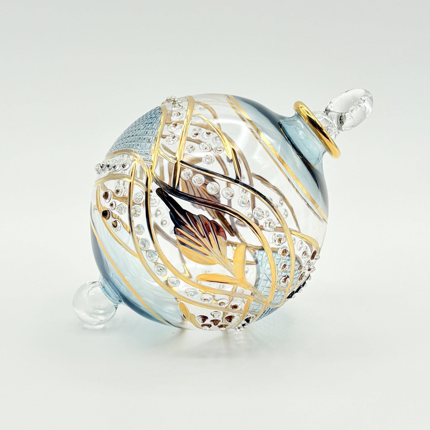 Blown Glass Ornament - Garland Teal