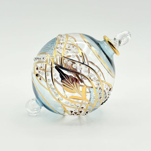 Blown Glass Ornament - Garland Teal