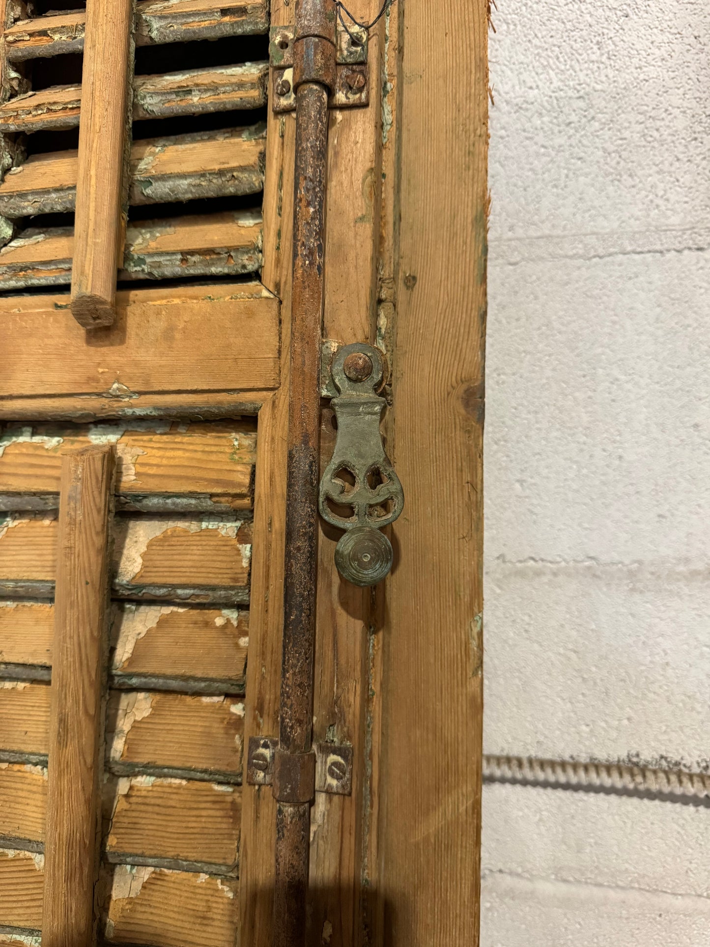 Antique Louvered Shutter Doors w/ Original Cremone Hardware