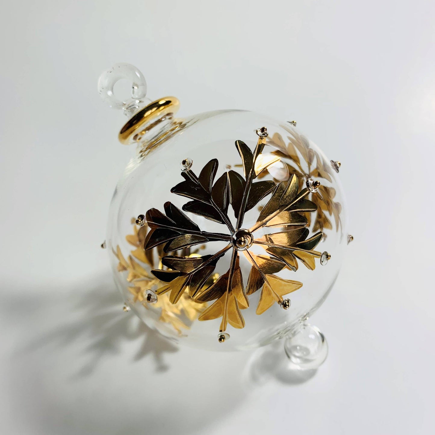 Blown Glass Ornament - Gold Snow Flake