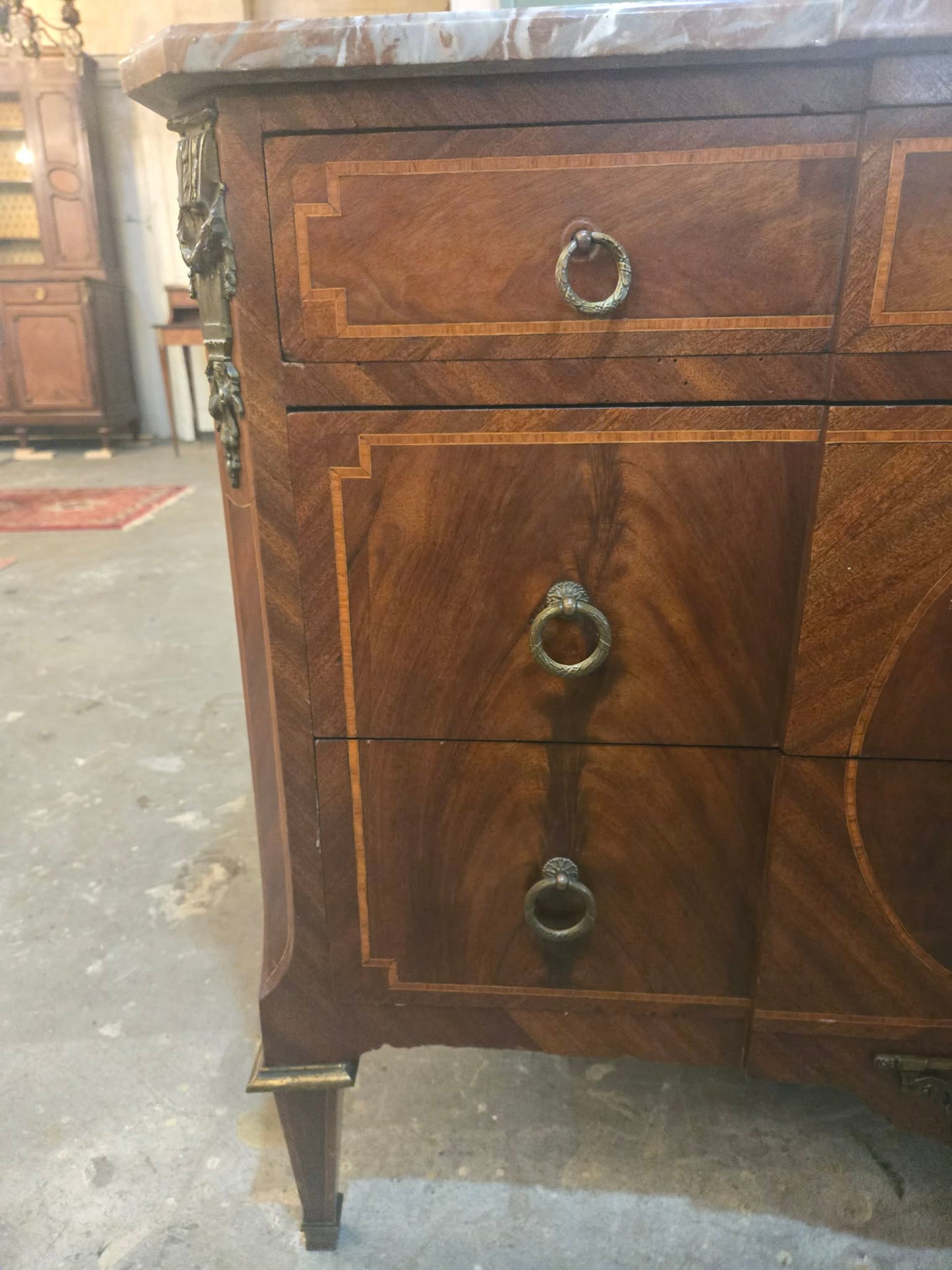 French Louis XVI–Style Marble-Top Commode/ Buffet with Ormolu, c.1920