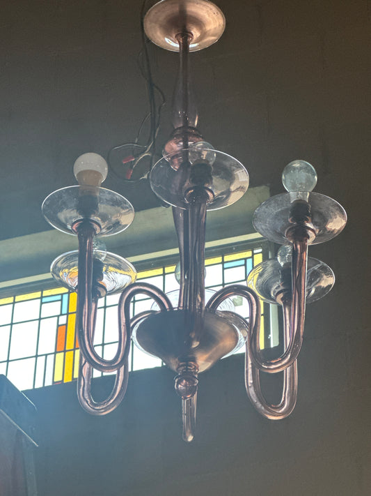 Vintage Murano Style Glass Chandelier Purple
