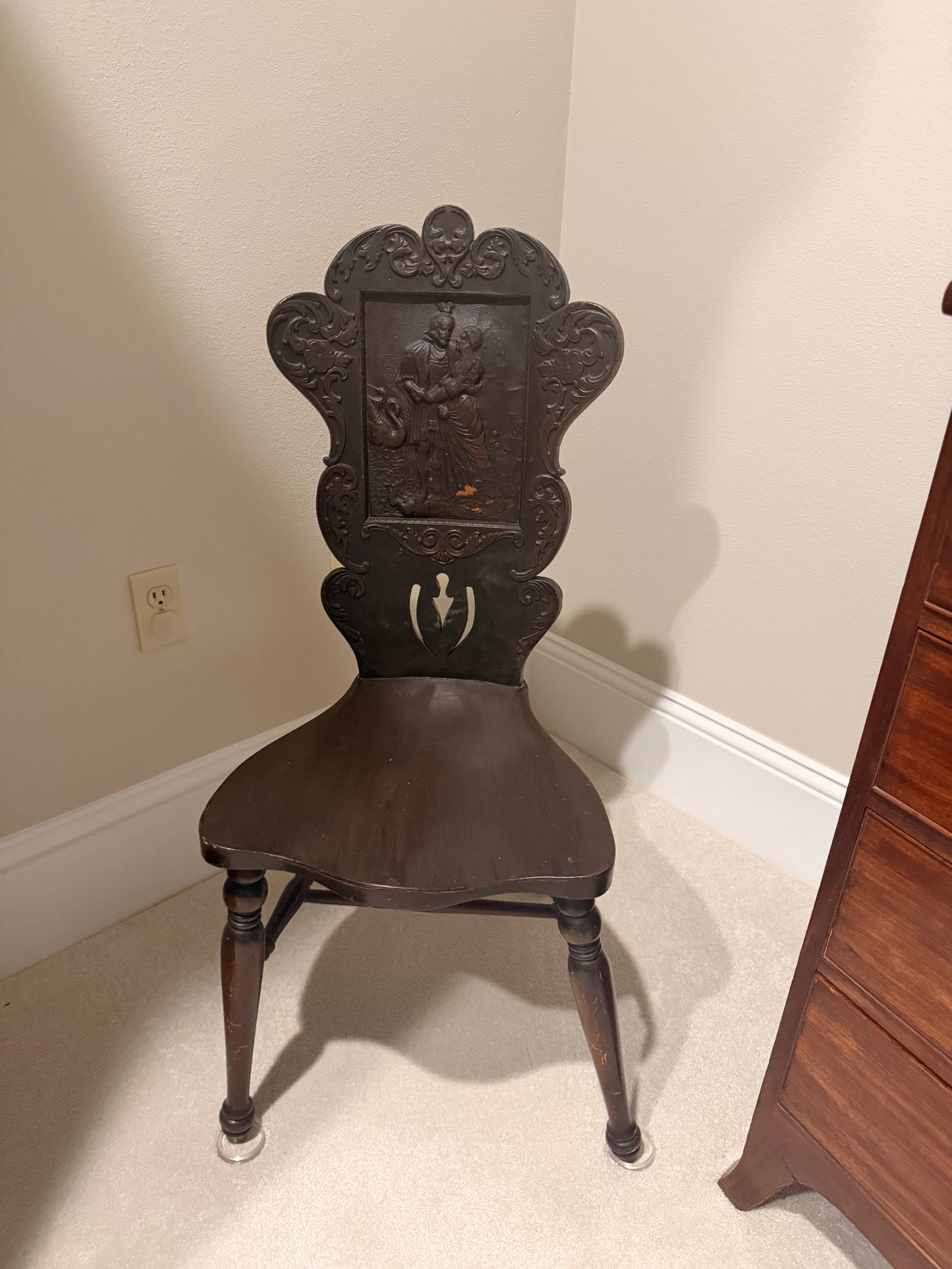 antique Leather embossed accent chair