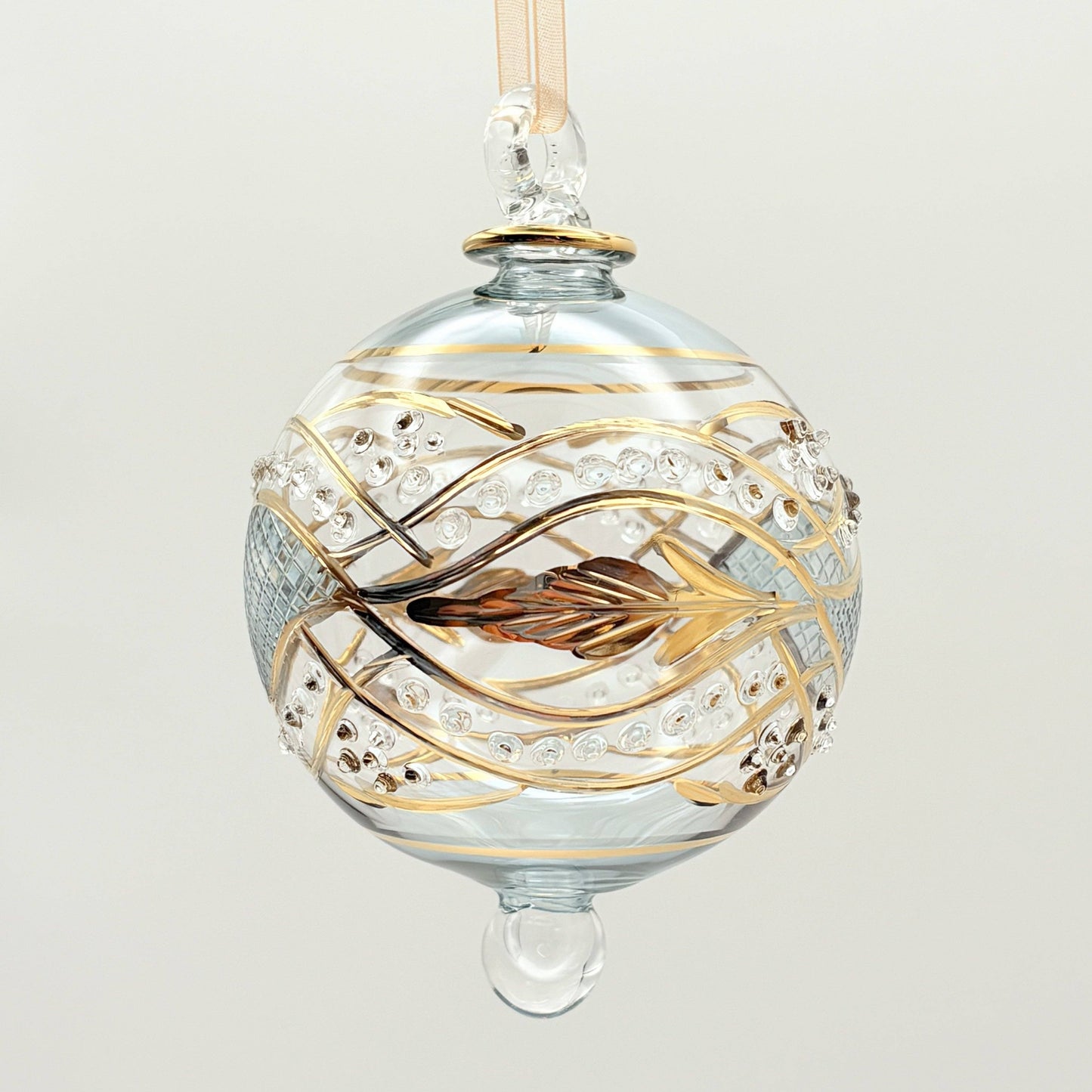 Blown Glass Ornament - Garland Teal
