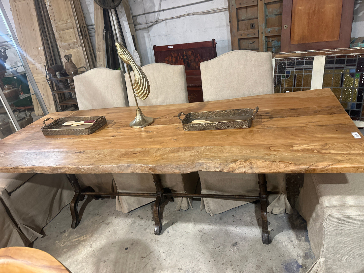 Finished Raw Edge Teak Dining Table