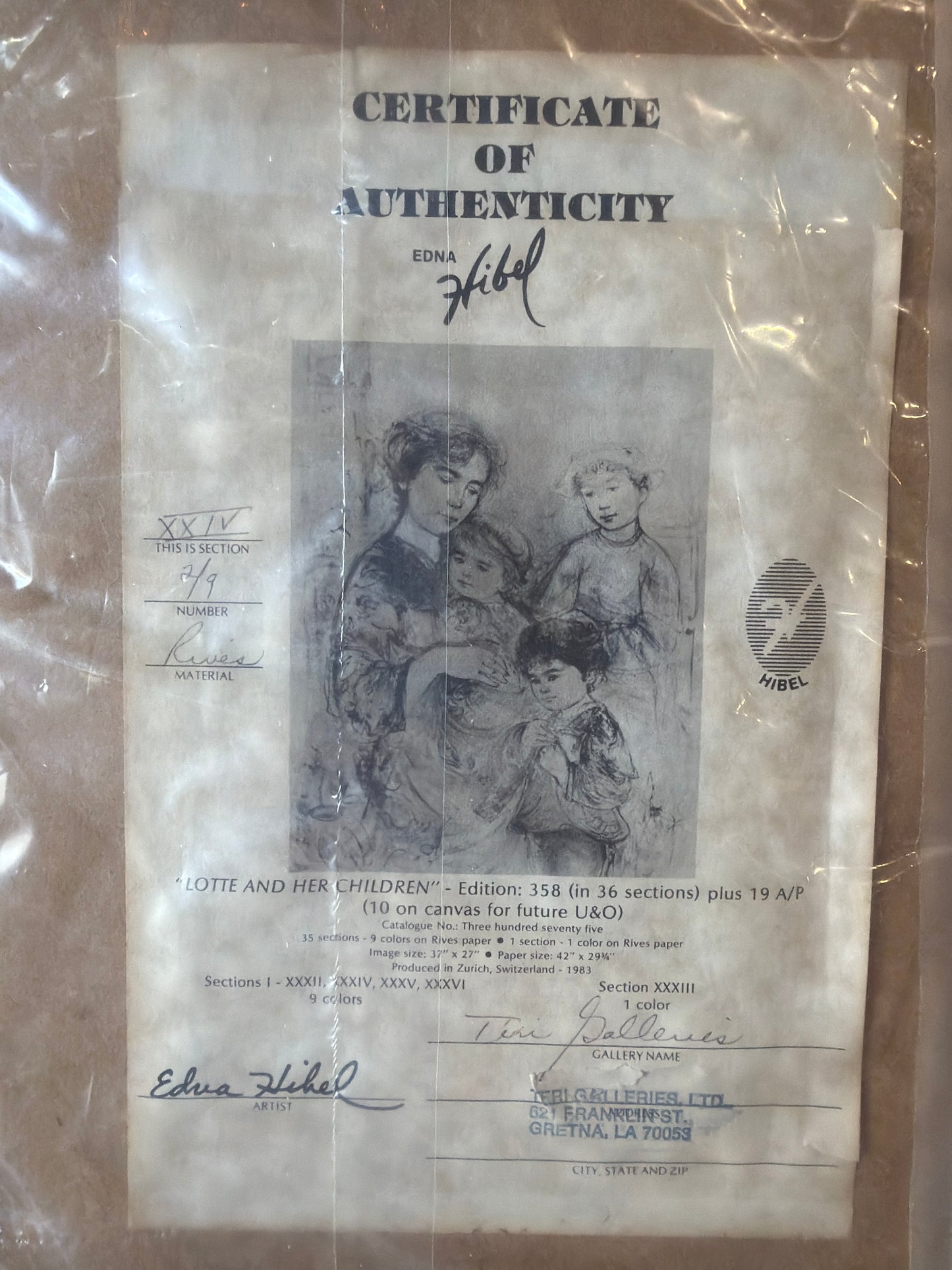 Lott and her children print by Edna hibel (framed)